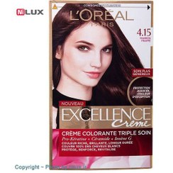 تصویر کیت رنگ مو لورآل (Loreal) مدل Excellence شماره 4.15 رنگ قهوه‌ ای ماهگونی حجم 48 میلی‌ لیتر ا رنگ مو لورآل رنگ مو لورآل