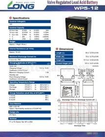 تصویر باتری سیلد اسید 5 آمپر 12 ولت LONG Battery WP5-12