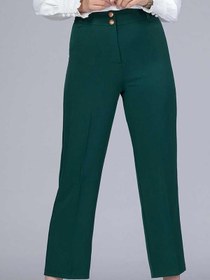 تصویر شلوار زنانه پارچه ای کرپ کنزو راسته کلاسیک ثمر سبز تیره 