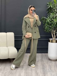 تصویر ست مانتو و شلوار لینن چهار دکمه کد ۴۵۰۹ و ۴۵۹۸ 