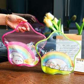 تصویر زیپ کیپ طرح ستاره رنگین کمانی - صورتی 