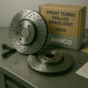 تصویر دیسک ترمز جلو سوراخدار آسمکو مناسب پراید مدل 465565 