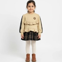 تصویر سارافون پشمی دخترانه مدل گل دار 