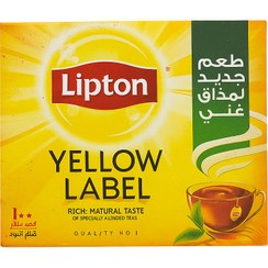 تصویر چای لیپتون با برچسب زرد بسته 100 عددی lipton 