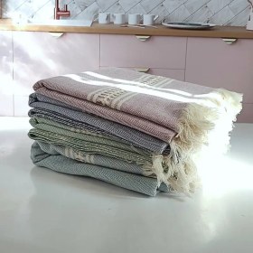 تصویر حوله حمام دستبافت رنگی پنبه ای 