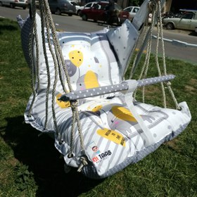 تصویر تاب گهواره ای دورو مخمل فیل طوسی 