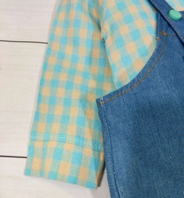 تصویر ست بیلر جین و پیراهن چهارخونه بچگانه 155 Children's biler jeans and checkered shirt set