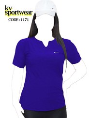 تصویر تیشرت یقه دلبری ورزشی زنانه NIKE کد 001 NIKE womens sports collar t shirt code 001