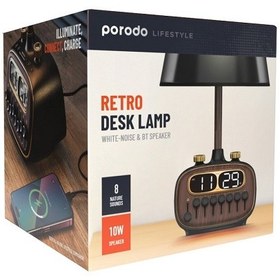 تصویر چراغ رومیزی با بلندگوی بلوتوث پرودو مدل PD-RDBTSCP Porodo Lifestyle Retro Desk Lamp with White Noise and Bluetooth Speaker PD-RDBTSCP