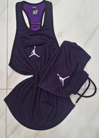 تصویر ست رکابی و شلوارک ورزشی مدل jordan purple - X top&short jordan purple