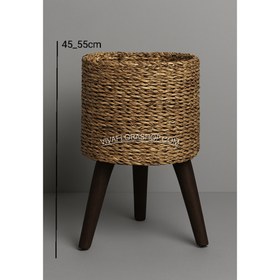 تصویر گلدان حصیری پایه چوبی 