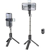 تصویر مونوپاد سه پایه دار دارای ریموت کنترل و چراغ هوکو hoco Tabletop holder K16 for live broadcast 