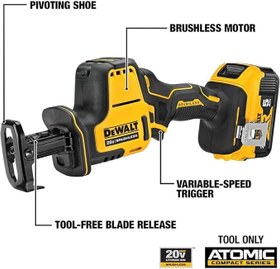 تصویر کیت اره رفت و برگشتی یک دست شارژی DCS369P1 دیوالت DEWALT DCS369P1 Atomic 20V Max* Cordless One-Handed Reciprocating Saw Kit