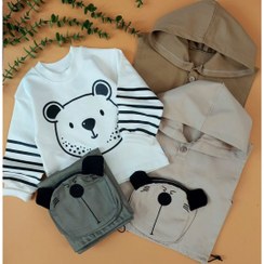 تصویر ست سه تیکه بچگانه کرم و نسکافه ای سایز ۳۵ تا ۵۰ 