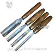 تصویر مغار نیم باز مجموعه 4 عددی دسته چوبی