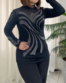 تصویر بلوز مشکی مجلسی کشسان - 40 