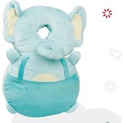 تصویر ضربه گیر عروسکی سر نوزاد و کودک مدل کوله پشتی طرح فیل 