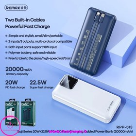 تصویر پاوربانک ریمکس مدل RPP-513 ظرفیت 20000 میلی آمپر Remax power bank model RPP-513 capacity 20000 mAh