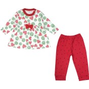 تصویر ست پیراهن و شلوار نوزادی دخترانه یلدایی مدل هندوانه برند سپیدپوش 