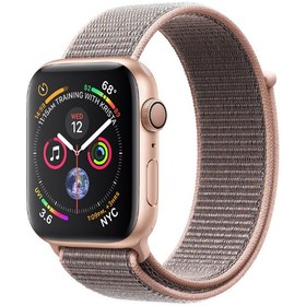 تصویر اپل واچ سری 4 مدل ا Apple Watch Series 4 (GPS, 40mm) Gold Stainless Steel Case with Stone Sport Band Apple Watch Series 4 (GPS, 40mm) Gold Stainless Steel Case with Stone Sport Band