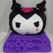 تصویر پتو بالشتی کرومی شیک و خاص (پتو مسافرتی قلبی) ( پس کرایه ) - پتو مسافرتی شادیلون / بنفش بادمجانی 