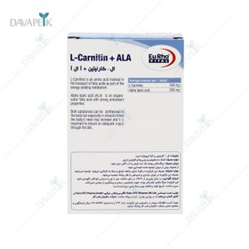 تصویر ال کارنیتین و آ ال آ یوروویتال انقضا 2025/05 L Carnitin And ALA Eurho Vital