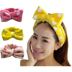 تصویر هدبند حوله ای پاپیونی خال خالی 