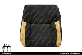 تصویر روکش صندلی اطلس چرم رنگ مشکی و کرم 