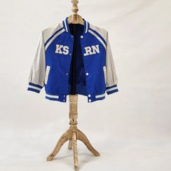 تصویر بامبر جکت دکمه دار - آبی / 