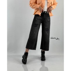 تصویر شلوار واید جین آبی و ذغالی 