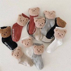 تصویر جوراب بچگانه نیم ساق طرح تدی 