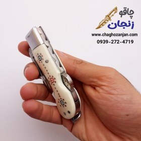 تصویر چاقو کلکسیونی بابا رنگ سفید اصل زنجان | دسته استخوانی 