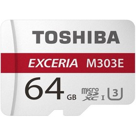 تصویر کارت حافظه microSDXC توشیبا مدل EXCERIA M303E کلاس 10 استاندارد UHS-3 سرعت 98MBps ظرفیت 64 گیگابایت 