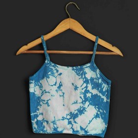 تصویر تاپ دخترانه تای دای ( شیبوری ) آسمان Blue Tie Dye Sleeveless Shirt