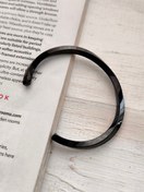 تصویر دستبند بنگل مردانه مشکی آبکاری استیل 