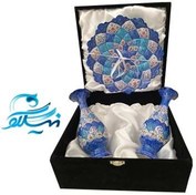 تصویر باکس هدیه گلدان و بشقاب میناکاری 