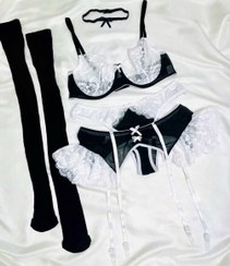 تصویر ست لباس خواب فانتزی زنانه، فنردار بهمراه جوراب Women's fantasy set, spring with socks