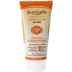 تصویر کرم ضد آفتاب بدون رنگ SPF50 فاقد چربی سان سیف پوست چرب و آکنه ای _50 گرم_ 