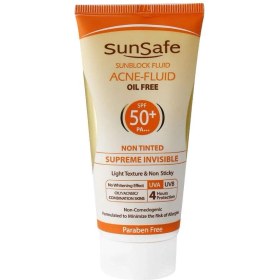 تصویر کرم ضد آفتاب بدون رنگ SPF50 فاقد چربی سان سیف پوست چرب و آکنه ای _50 گرم_ 