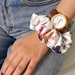 تصویر اسکرانچی طرحدار مدیوم ابریشم first class - گلدار بهاری Silk Medium Scrunchies