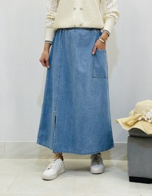 تصویر دامن جین بغل چاکدار چهارفصل 