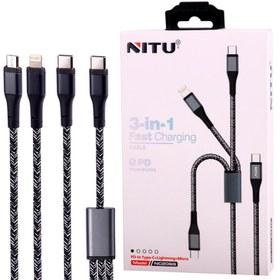 تصویر کابل 3 سر فست شارژ Nitu NC206G PD 1.2m ا Nitu NC206G PD 3 in 1 Fast Charging Cable Nitu NC206G PD 3 in 1 Fast Charging Cable