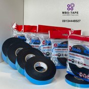 تصویر چسب فوم دو طرفه مشکی روکش آبی برند bono tape - 1 سانت Double sided black foam adhesive with blue coating of bono tape brand