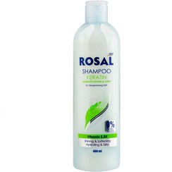 تصویر شامپو کراتین ترمیم کننده و تقویتی بدون سولفات رزال ۴۰۰ میل keratin hair shampoo for straightening hair rosal 400ml