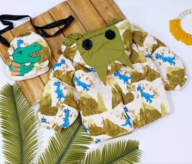 تصویر کاپشن پسرانه کتان با کیف 