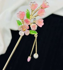 تصویر کانزاشی فلزی مجلسی خوشه گل آویزدار 