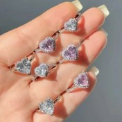 تصویر انگشتر قلب جواهری استیل 