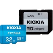 تصویر کارت حافظه MicroSDHC کیوکسیا مدل EXCERIA کلاس 10 استاندارد UHS-I U1 سرعت 100 مگابایت بر ثانیه ظرفیت 32 گیگابایت به همراه آداپتور SD KIOXIA MicroSDHC EXCERIA Class 10 UHS-I U1 100MB/s 32GB Memory Card + SD Adaptor