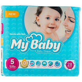 تصویر پوشک مای بیبی سایز 5 بسته 28 عددی My Baby Baby Diaper Size 5 28 PCS
