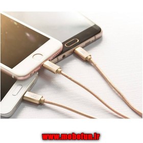 تصویر کابل تبدیل USB به لایتنینگ/microUSB/USB-C هوکو مدل X2 Rapid طول 1 متر 